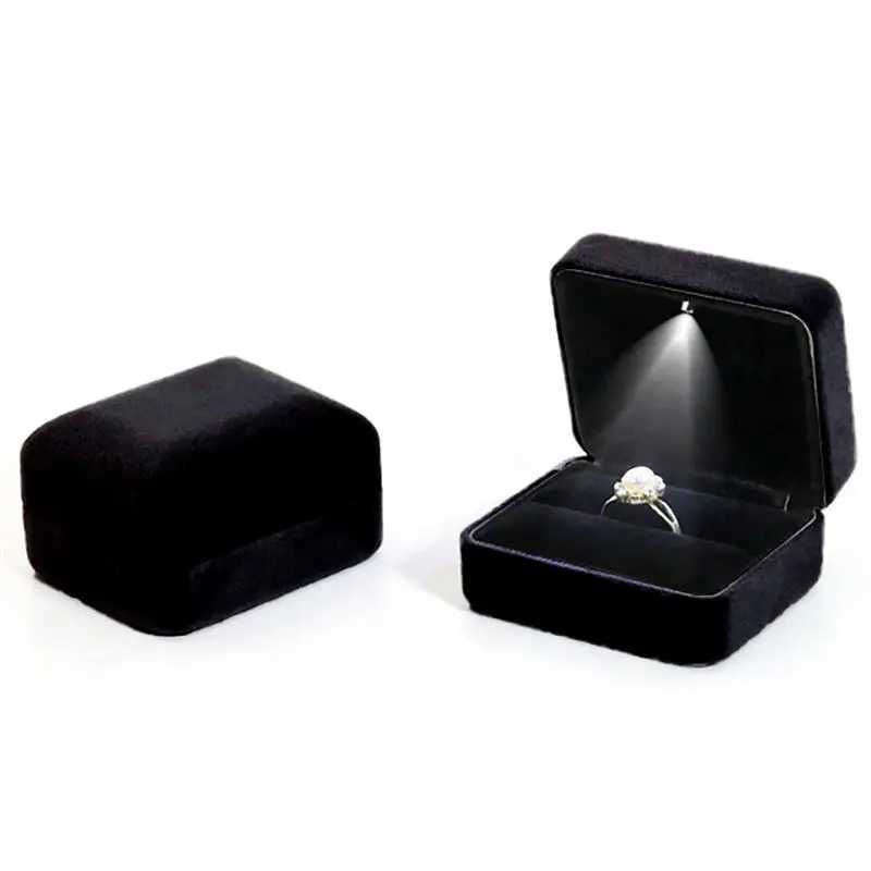 LED jewelry box for rings necklaces engagement rings display gift boxes packaging display boxes optical storage boxes wholesale W241019