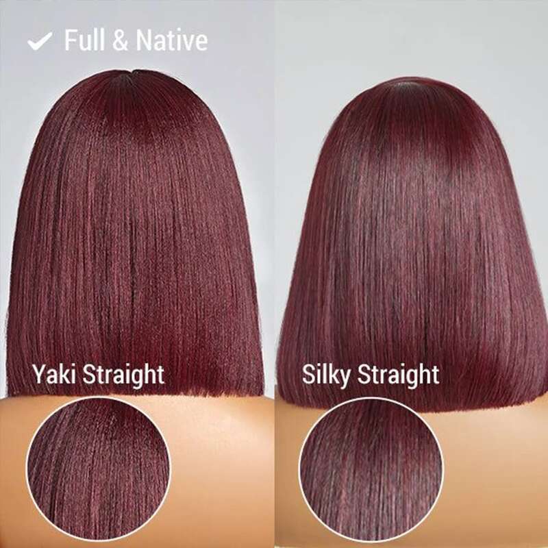 HD Transparent Burgundy Short Bob Human Hair Wigs Brazilian J Red Straight x Lace Front Wig For Women Pre Plucked