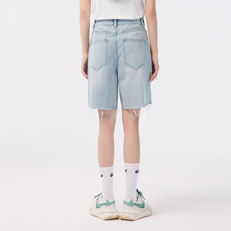Semir Jeans Women Straight Trousers Tide Cool Personality Fashion Trend Summer Ladies Embroidery Loose Shorts Street