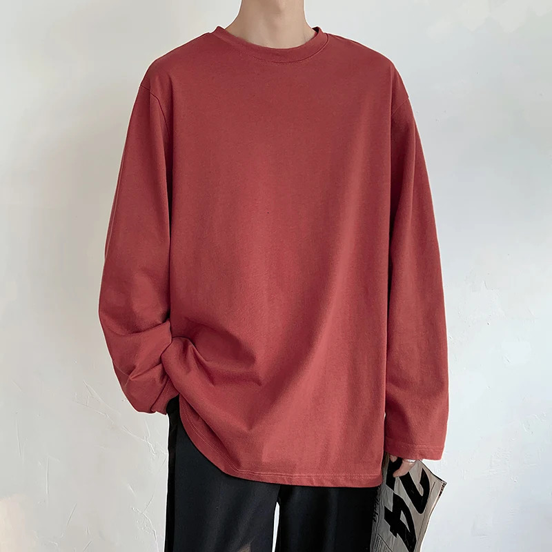 Spring T-shirt Mens Long Sleeve Cotton Top Mens T-shirt Basic Plain T-shirt Womens T-shirt Underwear XS-5XL 241018