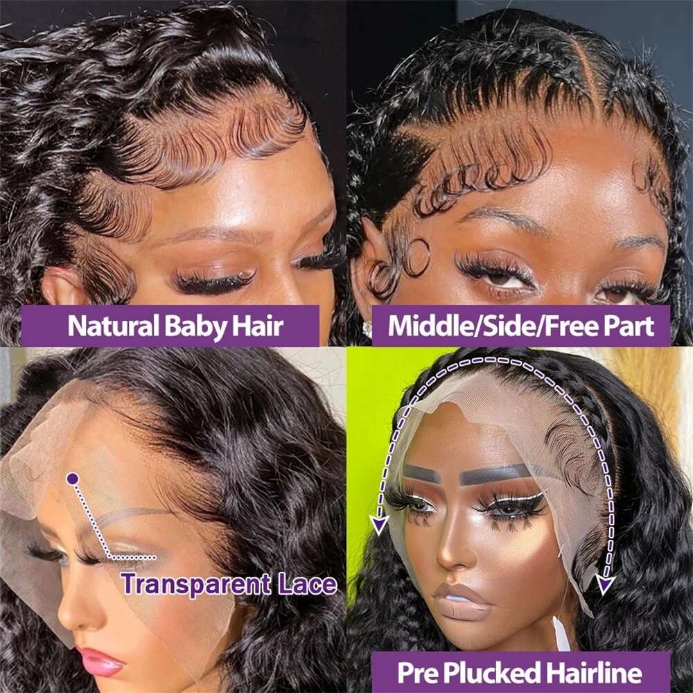 Wave Transparent Water Lace Front Wig Human Hair Deep x Frontal Wigs For Women X Wet And Wavy Closure al s