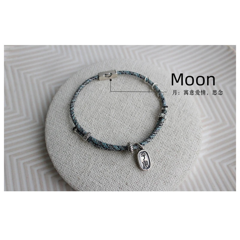 La Monada Chinese Handmade Thread 925 Pure Silver Bracelet Womens Moon Star Rope Couple Thread Bracelet 241018