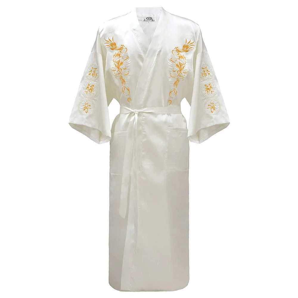 Kimono Bathrobe Gown Home Clothing PLUS SIZE 3XL Chinese men Embroidery Dragon Robe Traditional Male Sleepwear Loose NightwearXJ241018