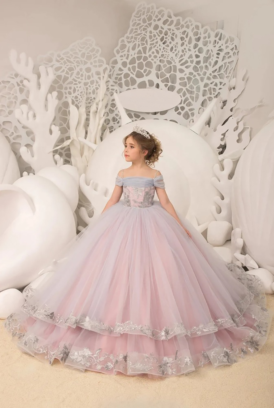 Tulle Ball Gown Toddler wer Girl Dresses Layered Ruffles Piping Purple Little Glitz Girls Pageant Dress