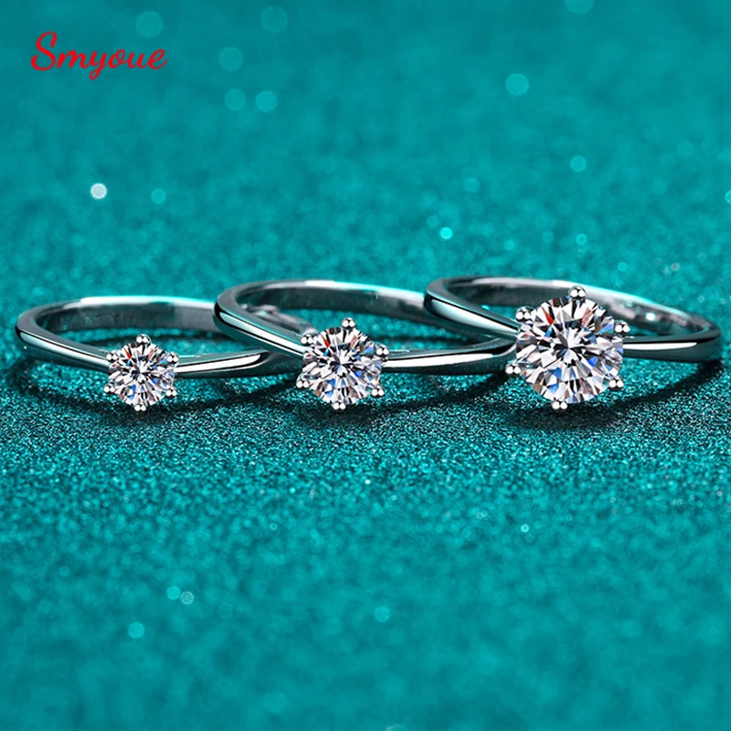 Smyoue 0.3CT/0.5CT/1CT/2CT/2CT/3CT Card Ring suitable for womens sparkling wedding bands 100% genuine 925 sterling silver jewelry 241007
