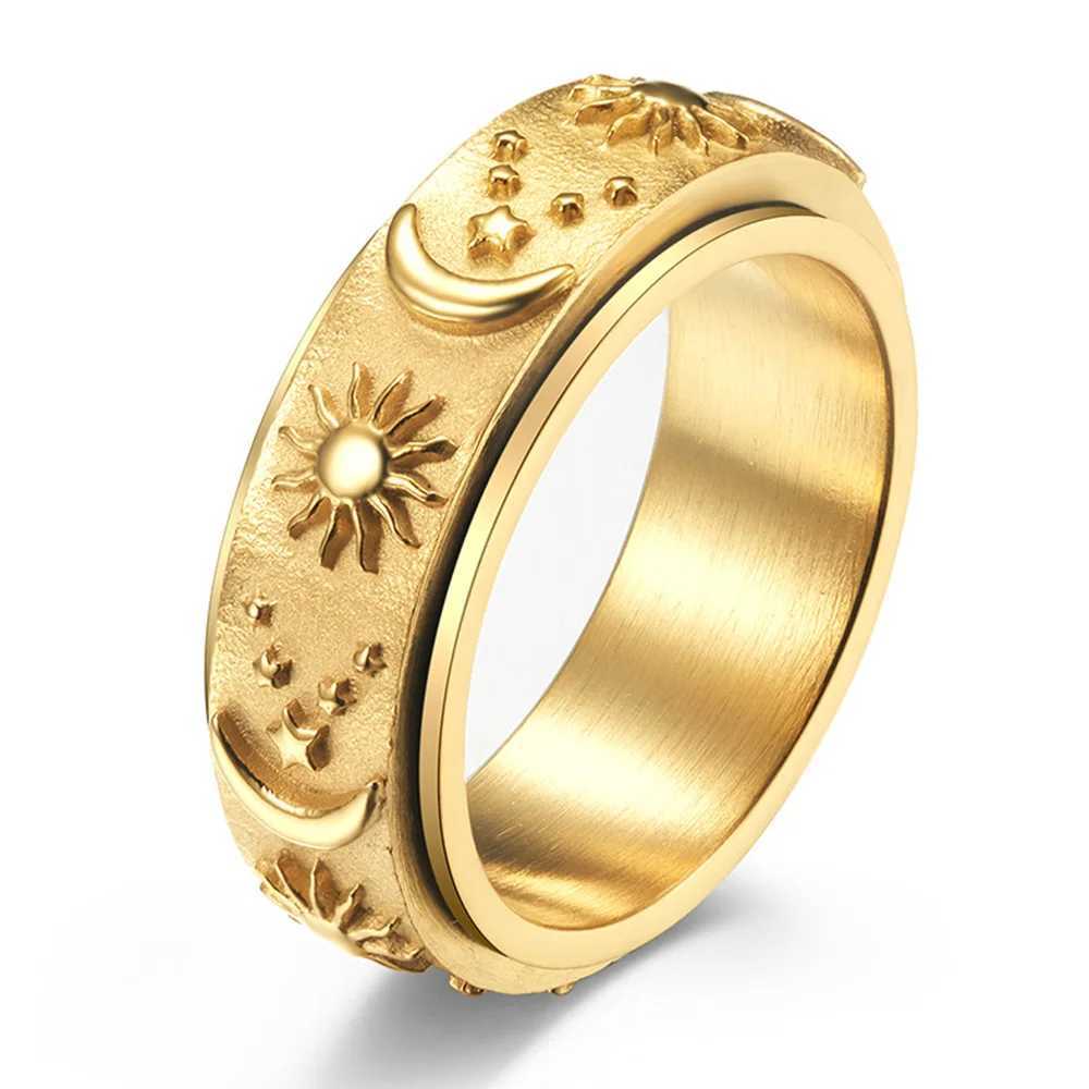 Star Moon Sun Rotation Titanium Steel Ring Stainless Steel Ring Advanced Pressure Reduction Ring Y241019