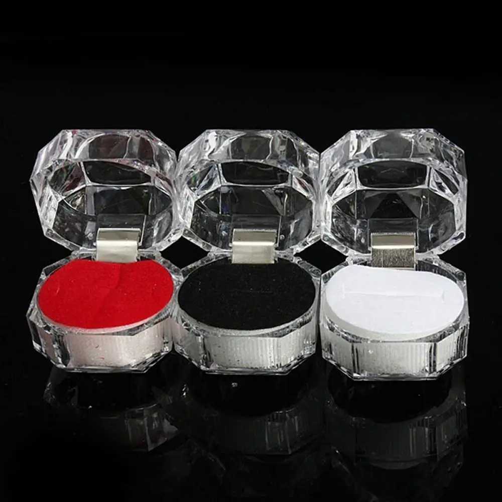 Transparent Crystal Ring Box Portable Earrings Brooch Storage Box Jewelry Storage Box W241019