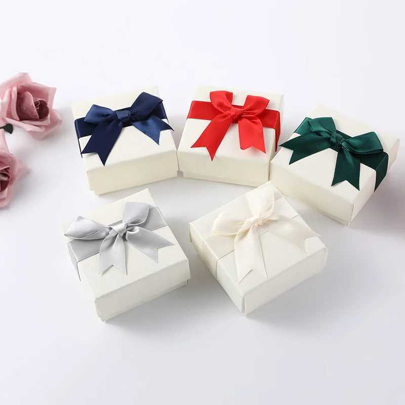Butterfly ribbon jewelry box bracelet ring earring necklace pendant square jewelry display packaging gift box 7.5x7.5x3.5cm W241019