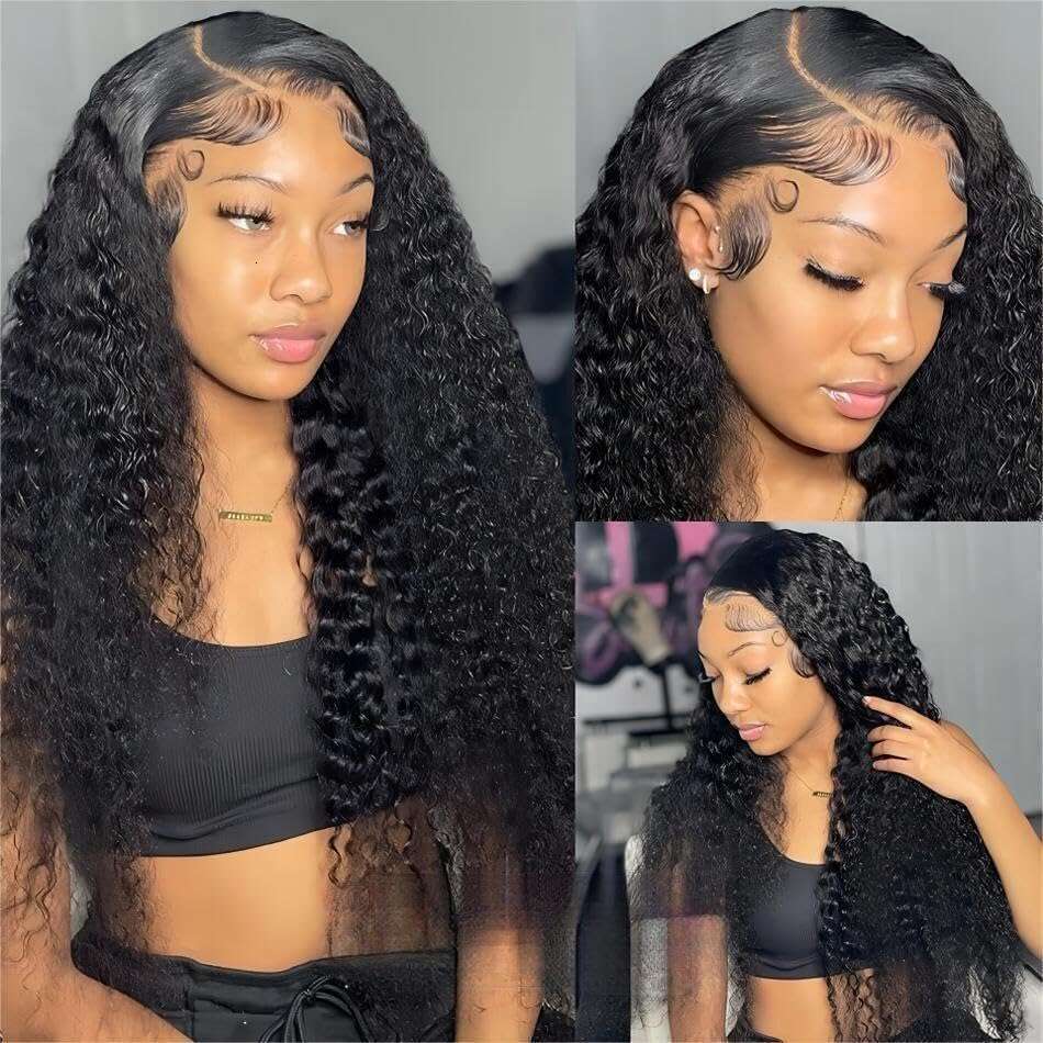 Deep Wave Density Lace Front Human Hair Wigs For Women Inch Brazilian Water Curly Closure Wig Pre Plucked Baby