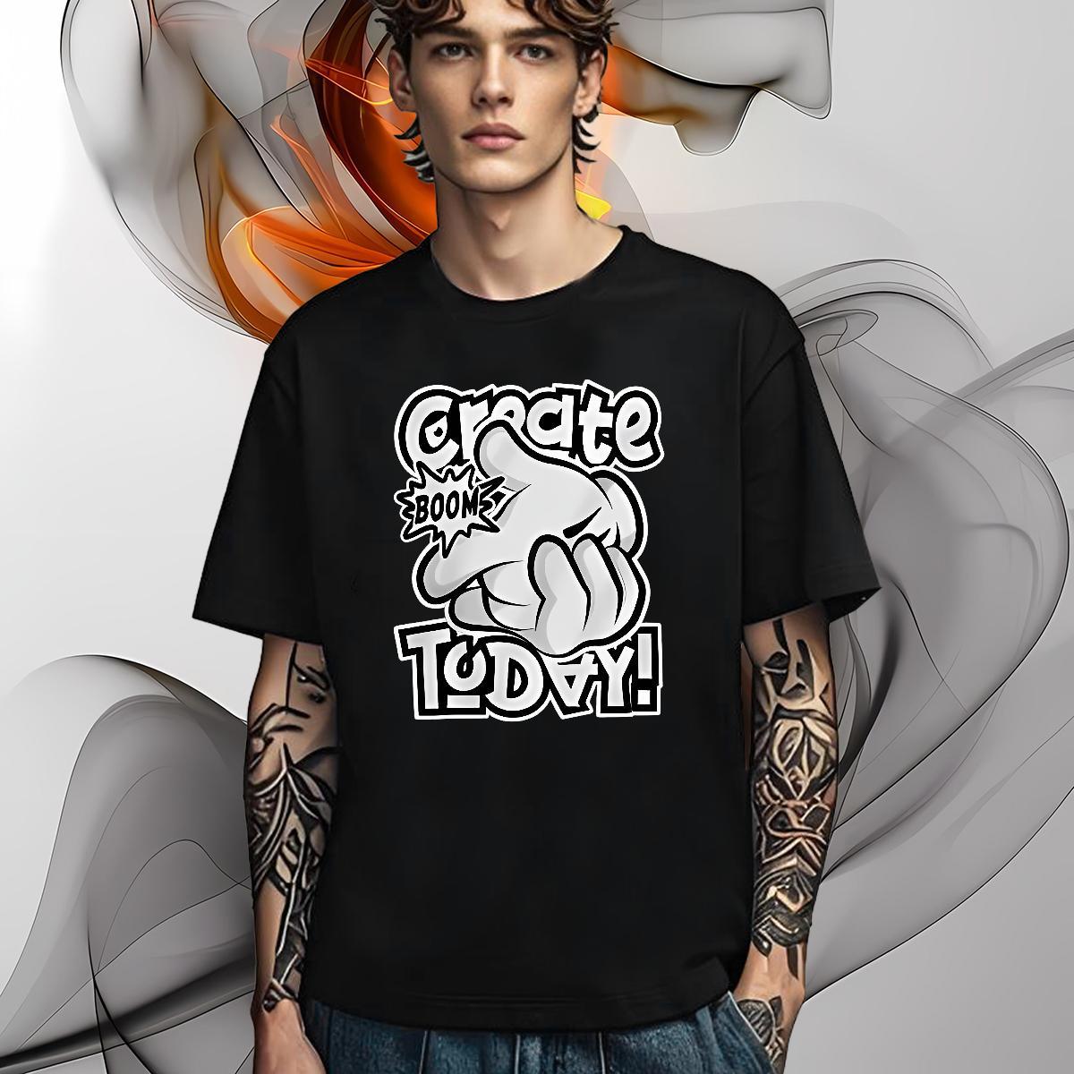 TOP Quality T-Shirts 100% Cotton 230g hands Hip Hop Black Oversized Breathable Crew Neck Men Tops Tees DIY Top Tees