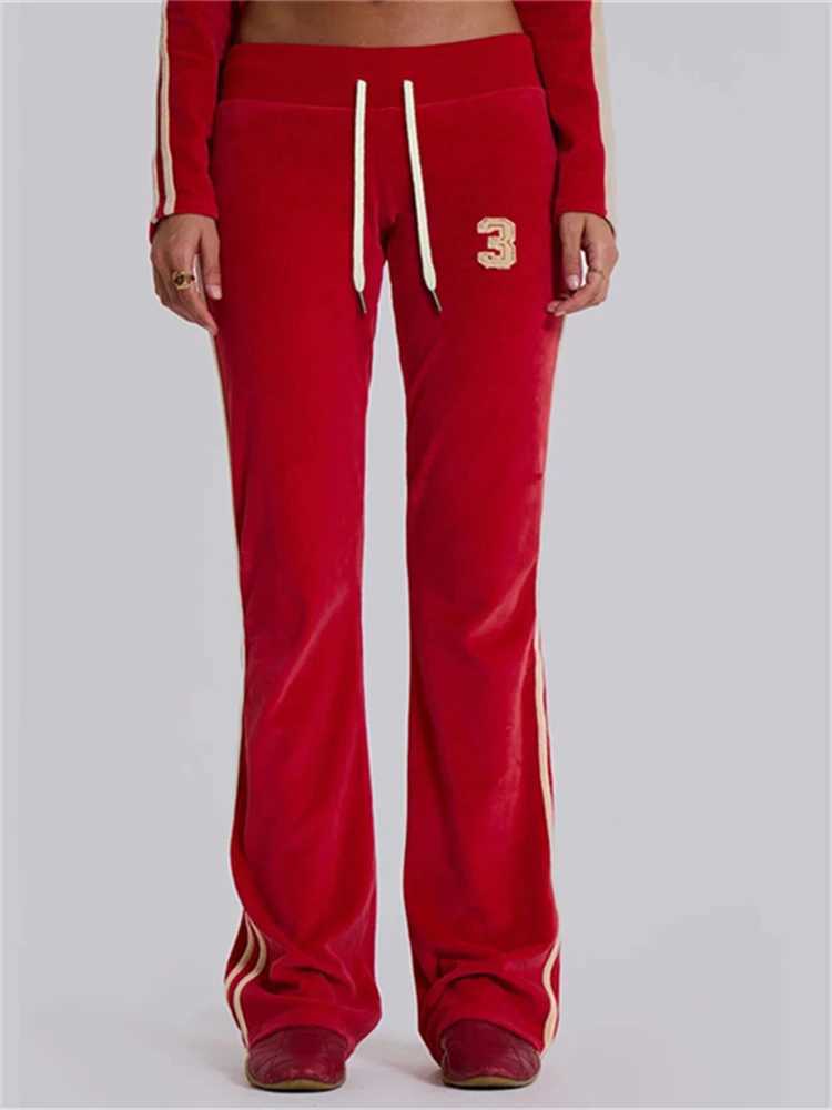 Women's Two Piece Pants Absobe Velvet Y2K 2-piece Womens Zipper Crop Hoodie Top Flash Pants Set Splicing Color Contrast Lace Low Rise Slimming Se