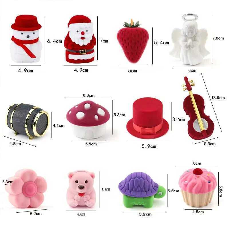 1 Cute Velvet Bead Box Container Earrings Ring Box Necklace Bracelet Display Gift Box Bracket 16 Styles W241019