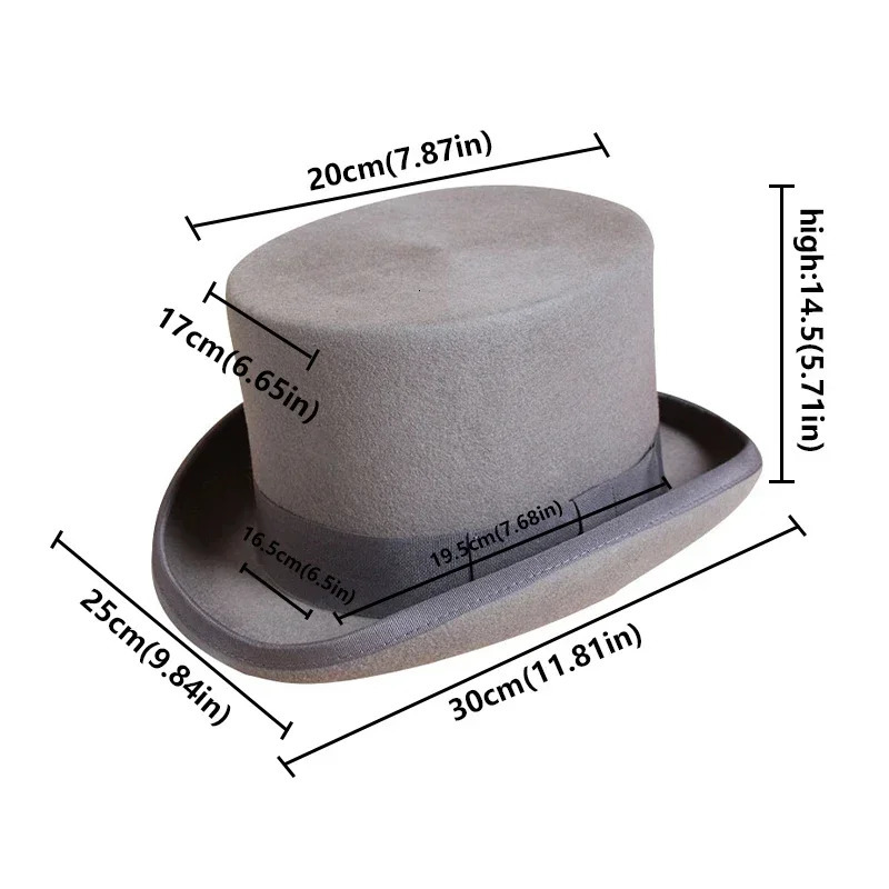 wool flat top hat fashion Fedora hat version Panama magician hat gentleman cylindrical hat with steampunk hat elegant 241018