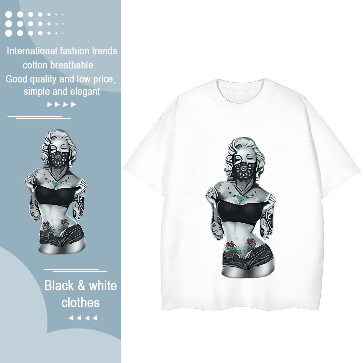 2024 T-Shirts 100% Cotton 230g Breathable Crew Neck Summer Casual person Couples T Shirts Wholesale Anime Oversized Tshirts