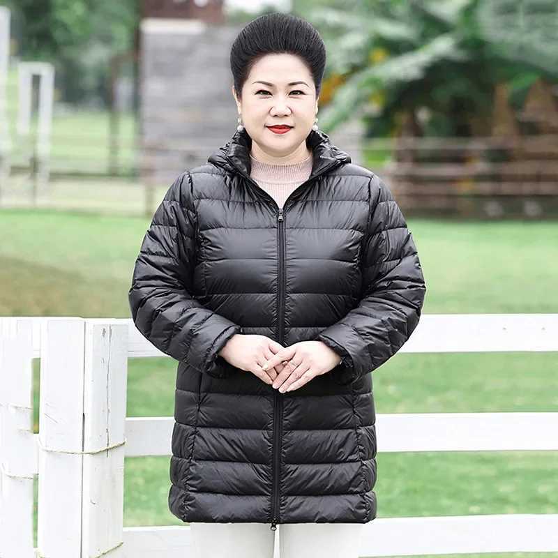 Autumn Winter Warm Womens Jacket 2023 New Korean Hooded Slim-fit X-long Mom Coat Plus Size 5xl 6xl Female Office Lady JacketX241019