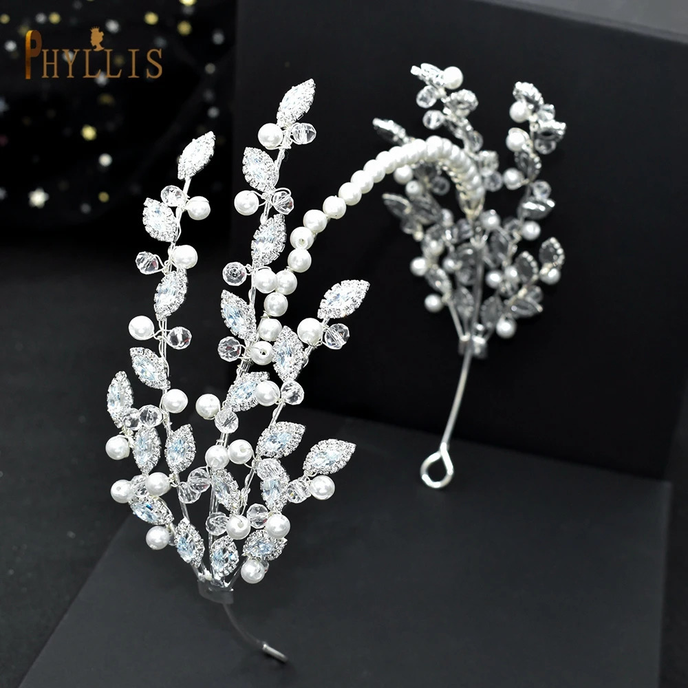 A115 Leaves Wedding Headband Crystal Bridal Headband Pearl Headband Design Headband Female Headwear 241018