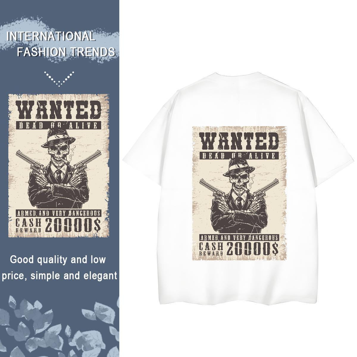 Classic T-Shirts 100% Cotton 230g Round Neck Short Sleeve Hip Hop Street skull Lady T shirt Soft Cartoon Floral Printing Tops Tees
