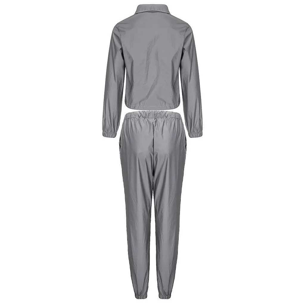 Womens Two Piece Pants Womens sportswear reflecting glow in the dark running suit jacket pants twopiece set womens sportswear twopiece set fitness sui