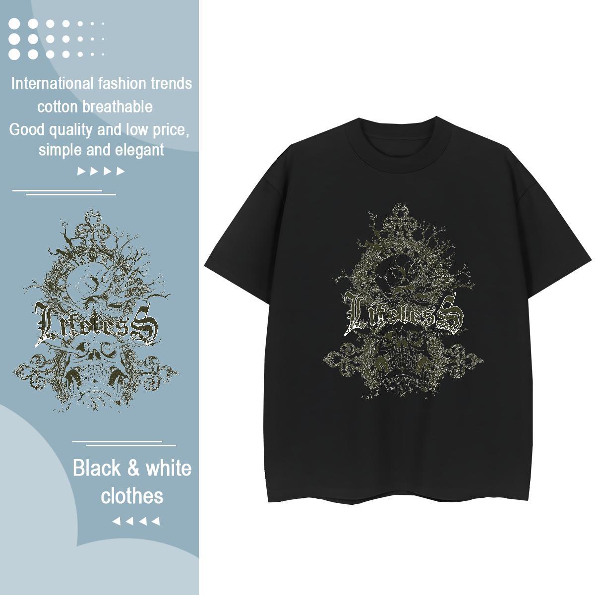 Fashion Casual Women T Shirts 230g Pure Cotton Crew Neck High Street Hip Hop skull Lady T shirt Nice Customized Top Shirts