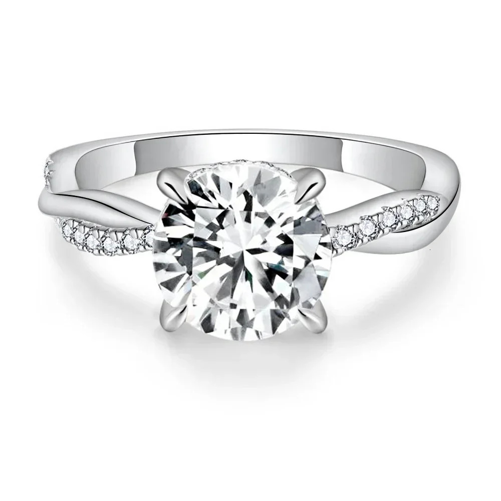 Real card ring 925 sterling silver 2CT laboratory diamond engagement ring for women round cut D VVS1 jewelry gift 241007