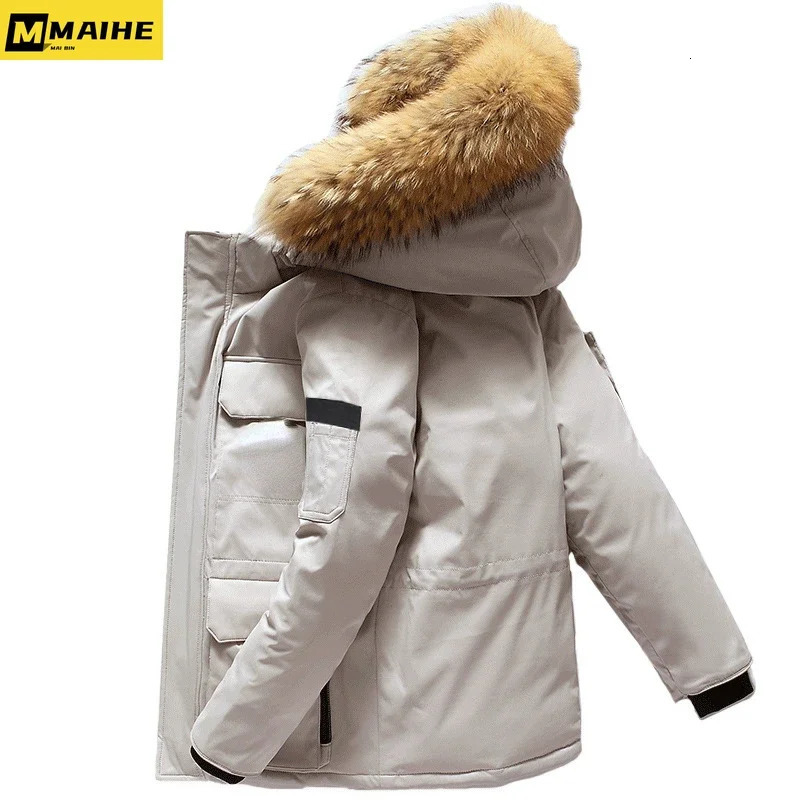 down jacket mens winter warm and lightweight down jacket mens detachable fur collar white duck down apron park 241018