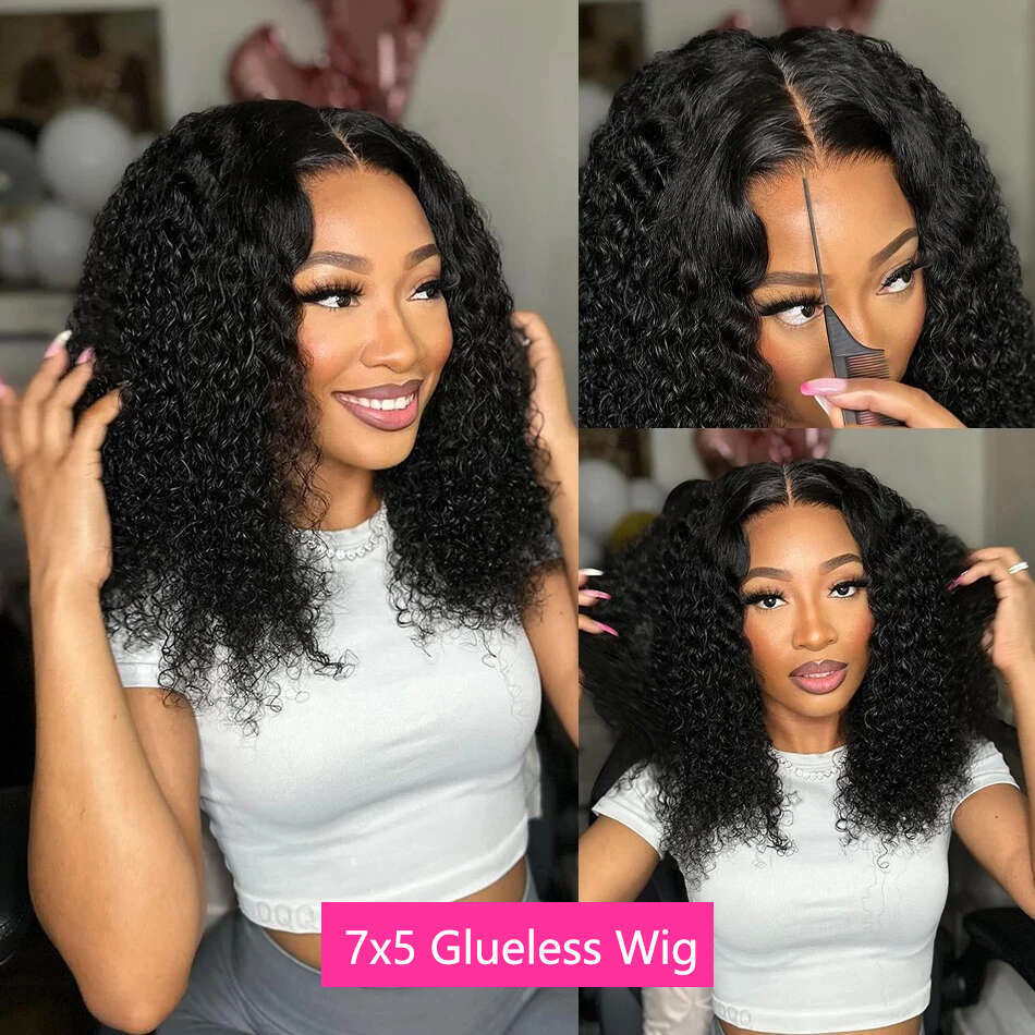 Wave x Deep Lace Frontal Wig Bob Glueless Human Hair Ready To Wear Curly Wigs Closure Pre Cut Preplucked s plucked