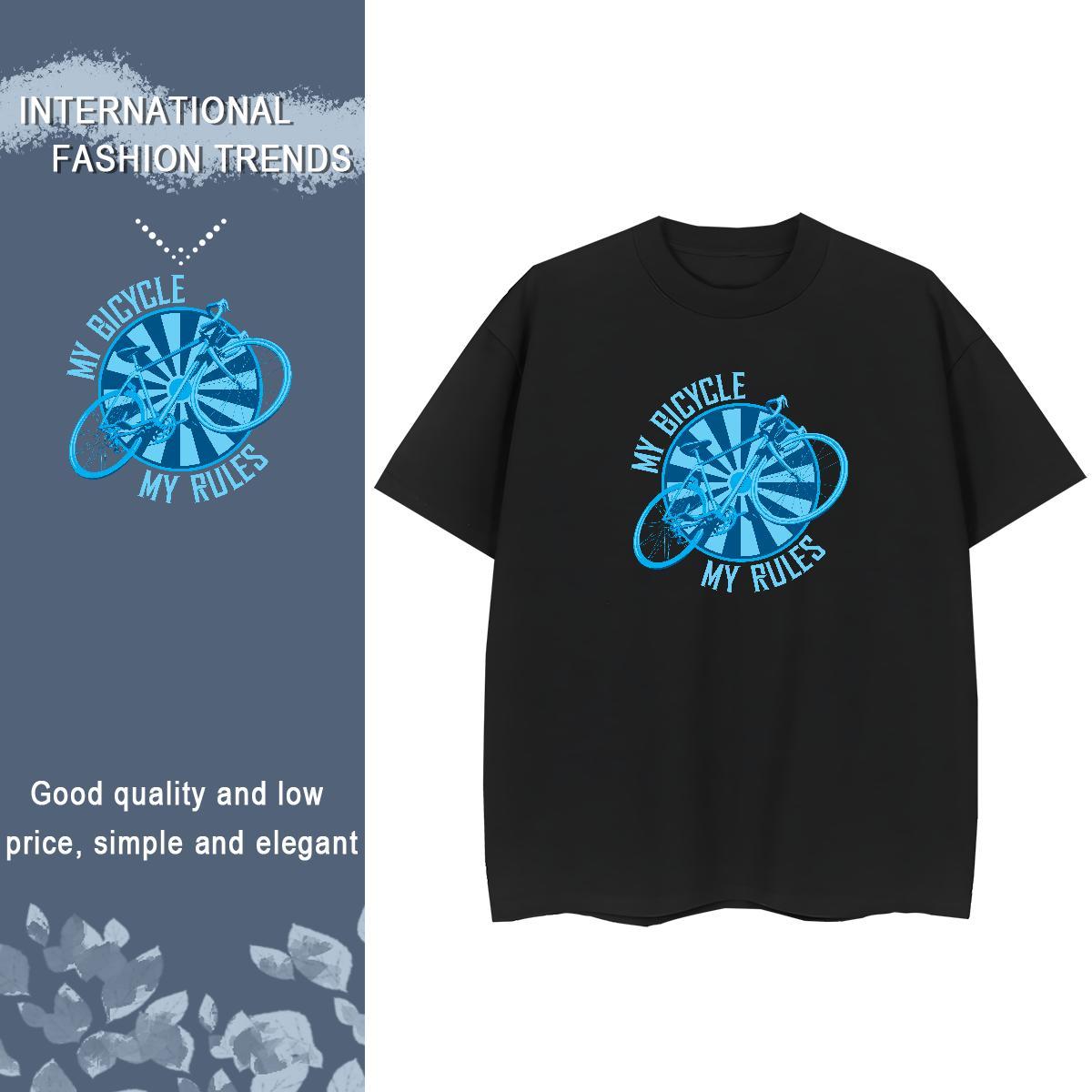 DIY Womens T Shirts 100% Cotton 230g Comfortable Sport bicycle Lady T shirt Popular Floral Print Polos