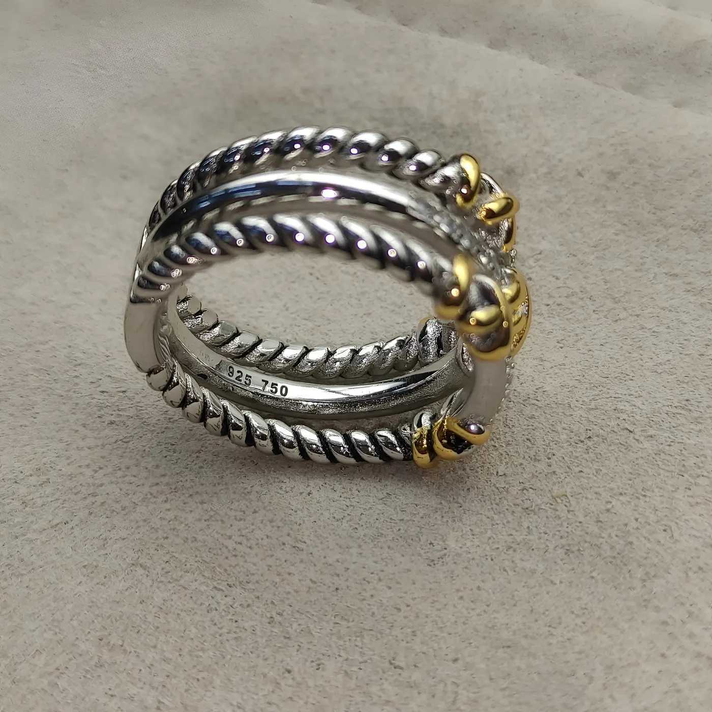 S925 Womens Silver Ring 6-9 Size Luxury Gold Couple Ring Type 7 Fashion Womens Jewelry 2407061517 Y241019
