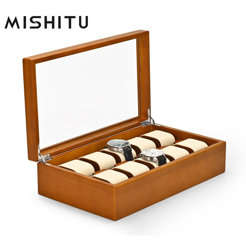 Mishitu solid wood jewelry box is used for storing high-end jewelry such as watches bracelets and organizers. Customized size 34 * 20 * 9.4 cm 241018