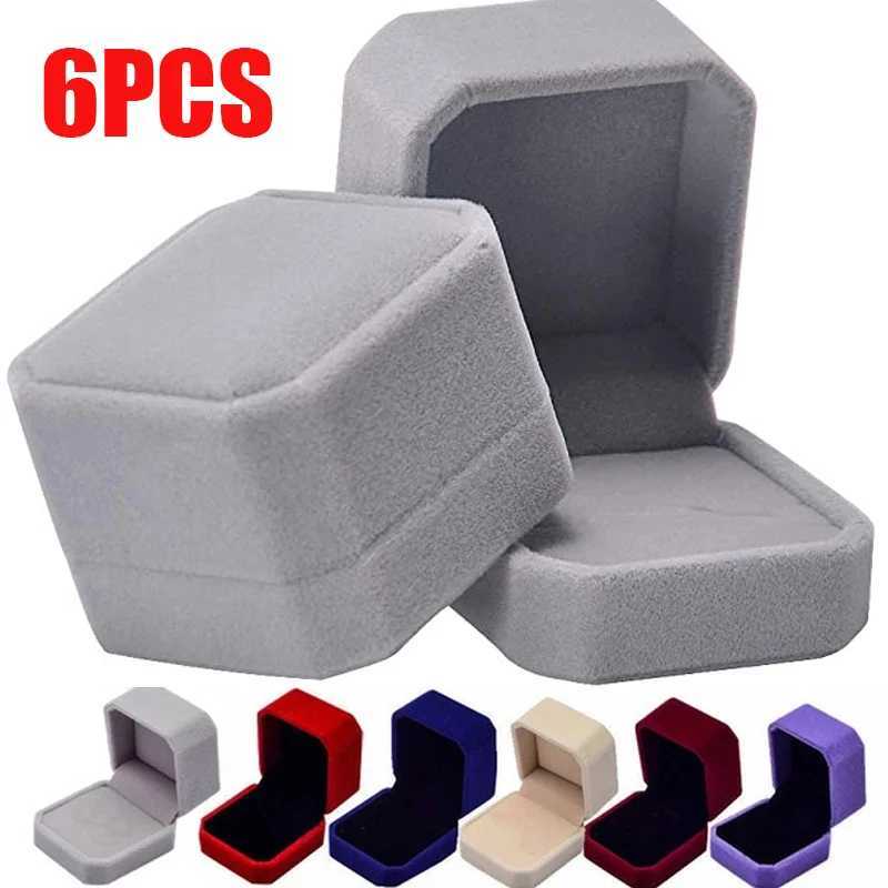 6-piece red velvet ring box jewelry display box holder gift heart box wedding romantic organizer engagement ring box wholesale W241019