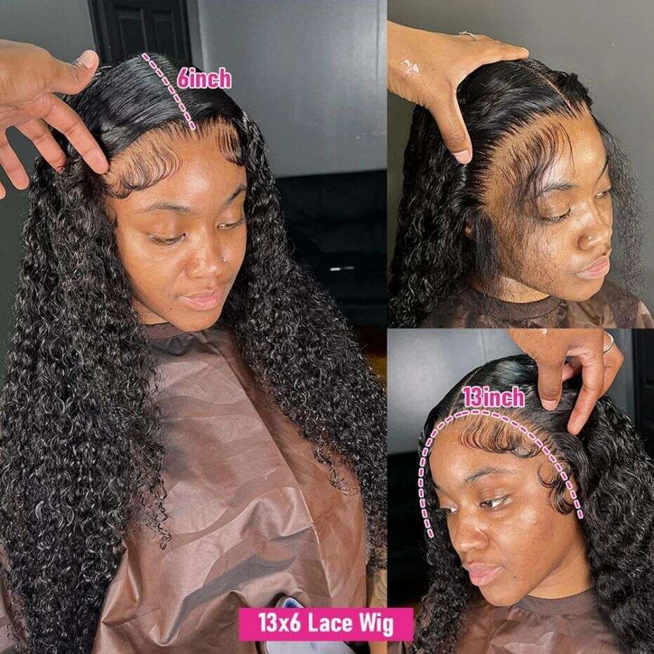 Wave x Deep HD Transparent Lace Frontal Wig Curly Front Human Hair For Women Pre Plucked Closure