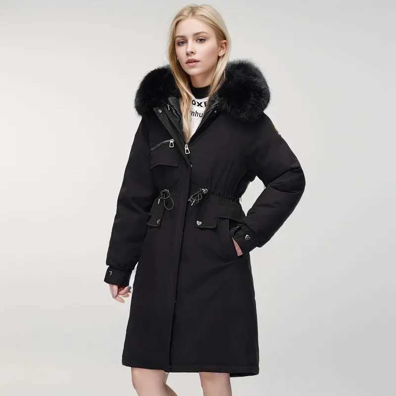 2024 New Winter Women Parka Clothes Loose Long Coat Wool Liner Hooded Down Cotton Jacket Fur Collar Thick Warm Snow Wear PaddedX241019
