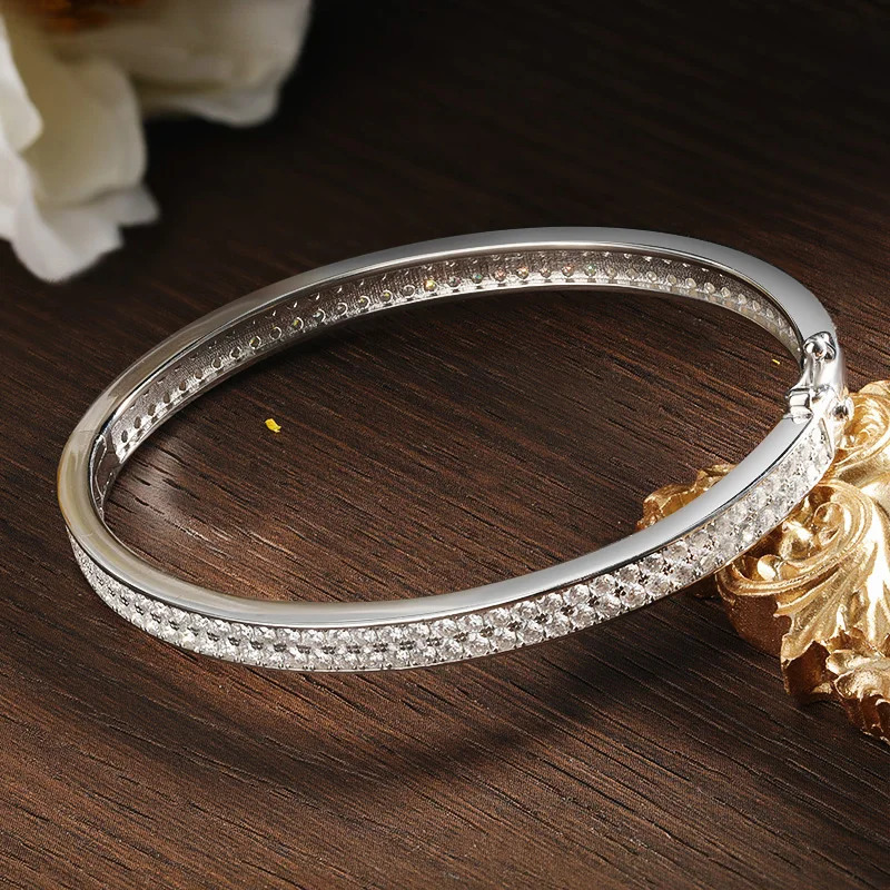 KNOBSPIN D VVS1 Bracelet Womens All Diamond Elegant Classic Solid 925 Pure Silver Jewelry Accessories 241007
