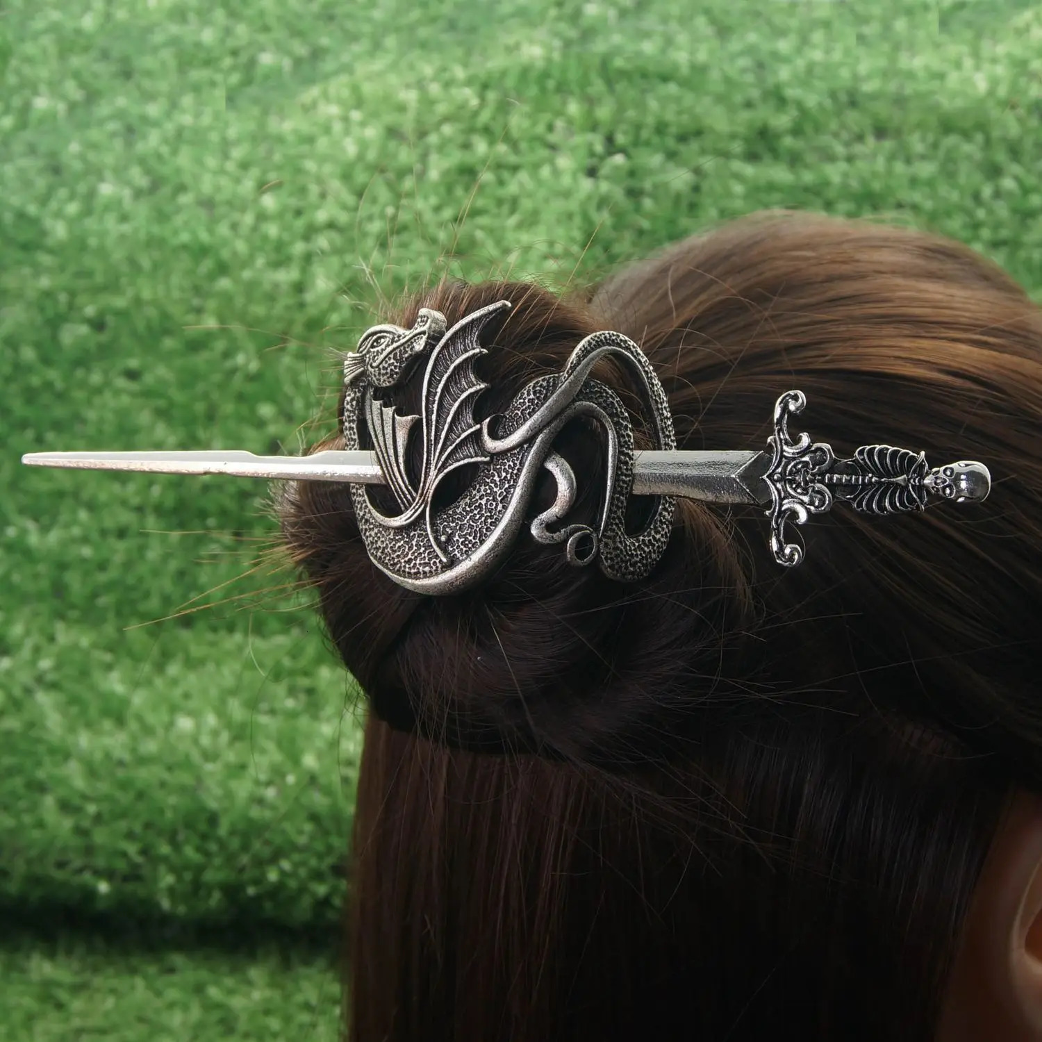 Vintage Viking Celtic Dragon Knot Hair Clip Skull Sword Hair Clip Female Hair Decoration Gift 241018
