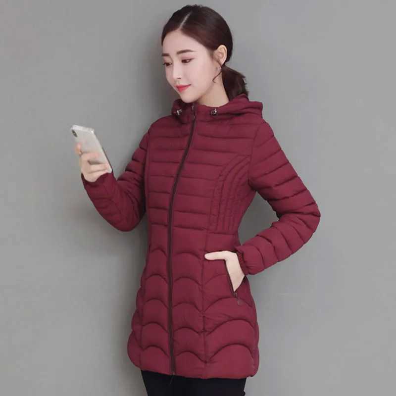 2022 Women Parkas Winter Down Cotton Jacket Thicken Warm Slim Hooded Outerwear Female Cotton Padded Coats Casual Outwear 445X241019