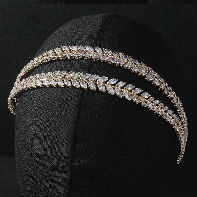 Luxury wedding headband bridal headband cubic zirconia CZ bridal crown headband Tiaras womens hair clip jewelry headband 241018