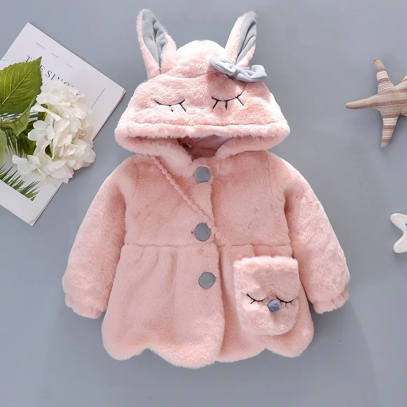 Winter Baby Girl Coat Cute Crossbody Bag Bow Sweet Warm 03 Years Old 241018