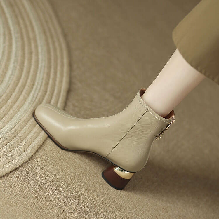 Designer Boot Square Toe, Side Zipper Fashion High-Heeled Short Boots For Women, 2024 Autumn And Winter New Style With Plush, Thick Heel, Slim Boots, 