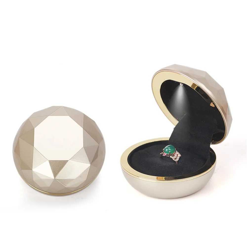 Luxury Round LED Jewelry Box Lamp Wedding Ring Box Display Storage Jewelry Decorative Box Ring Pendant Bag Birthday Gift W241019