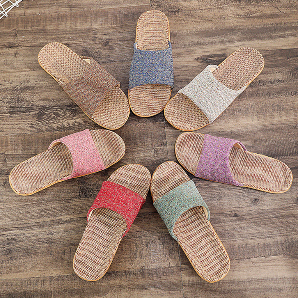 Couple Cotton Casual Comfortable Breathable en Home Large Size Flat Bottom Men's Slippers