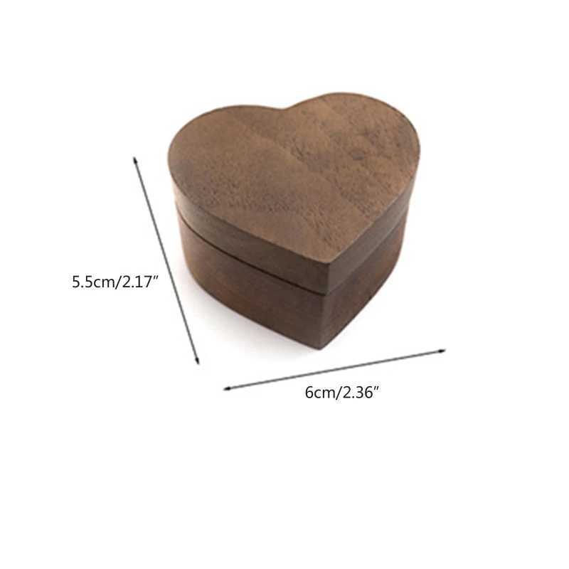 Black walnut engagement ring box solid wood heart-shaped ring organizer used for proposing wedding ceremony gifts W241019