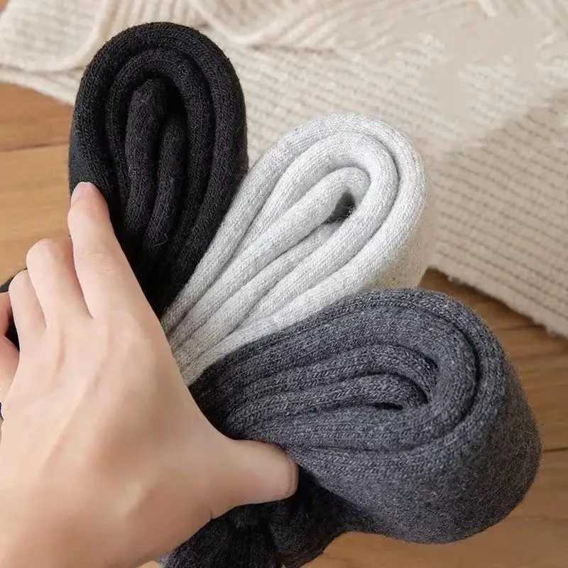5pairs/Lot Winter Mens Wool Socks Knee High Socks Super Thick Warm Solid Color Soft Comfort Deodorant Snow Stockings EU38-46XJ241019