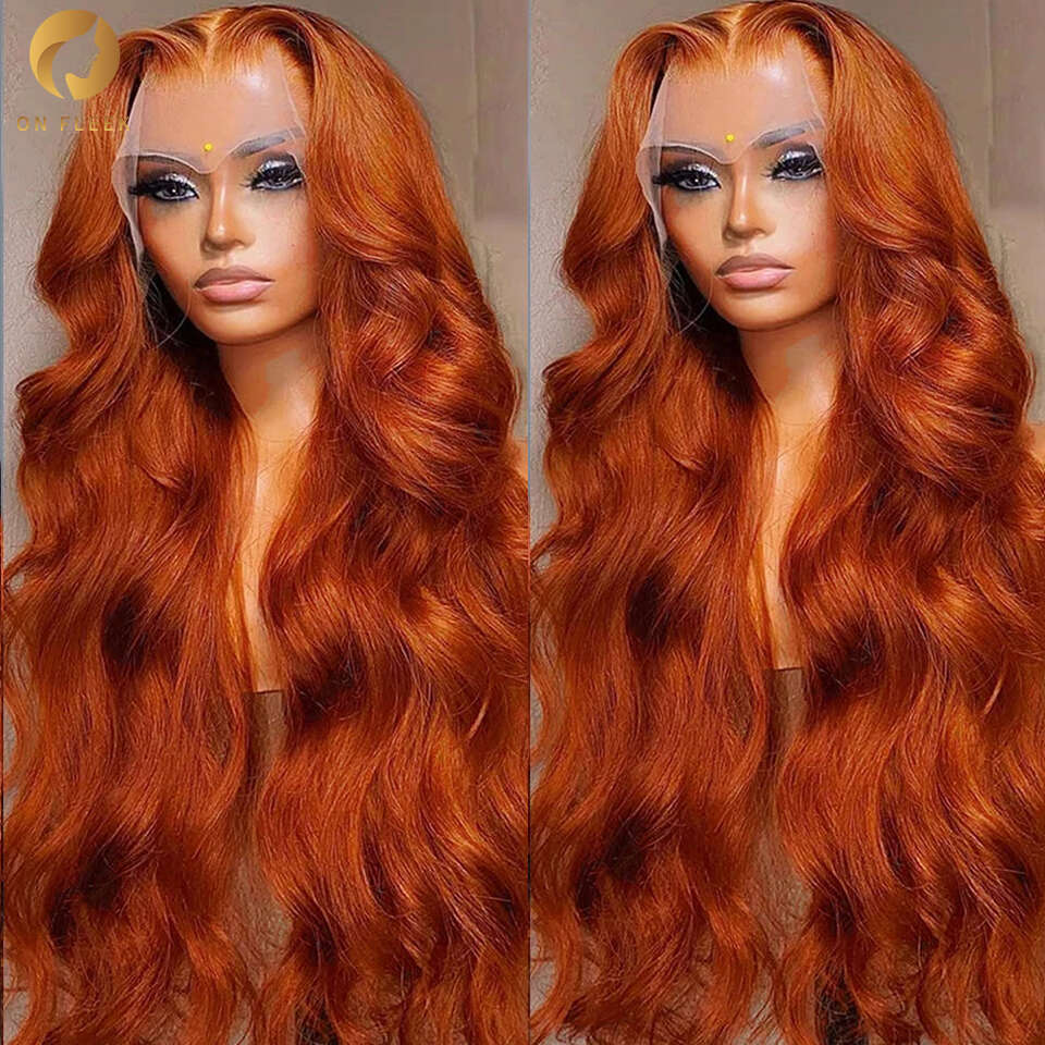 x Ginger Orange HD Lace Front Wigs Human Hair Body Wave Frontal Wig Transparent For Women Closure al