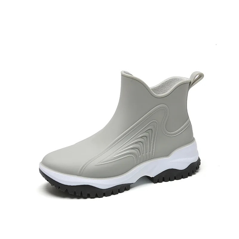 Women Rainboots Slip-on Waterproof Ankle Boots PVC Anti-Slip Spring Autumn Rain Shoes Platform Woman Fishing Rubber Shoes 241010