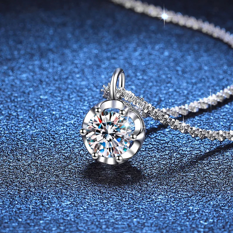 1-2CT pendant necklace suitable for womens parties and weddings 925 sterling silver sparkling diamond copper flower chain exquisite jewelry 241018