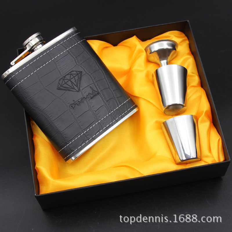 Portable stainless steel wine pot 7-ounce small wine pot high-end set with wine glass funnel customizable wine bottle gift box