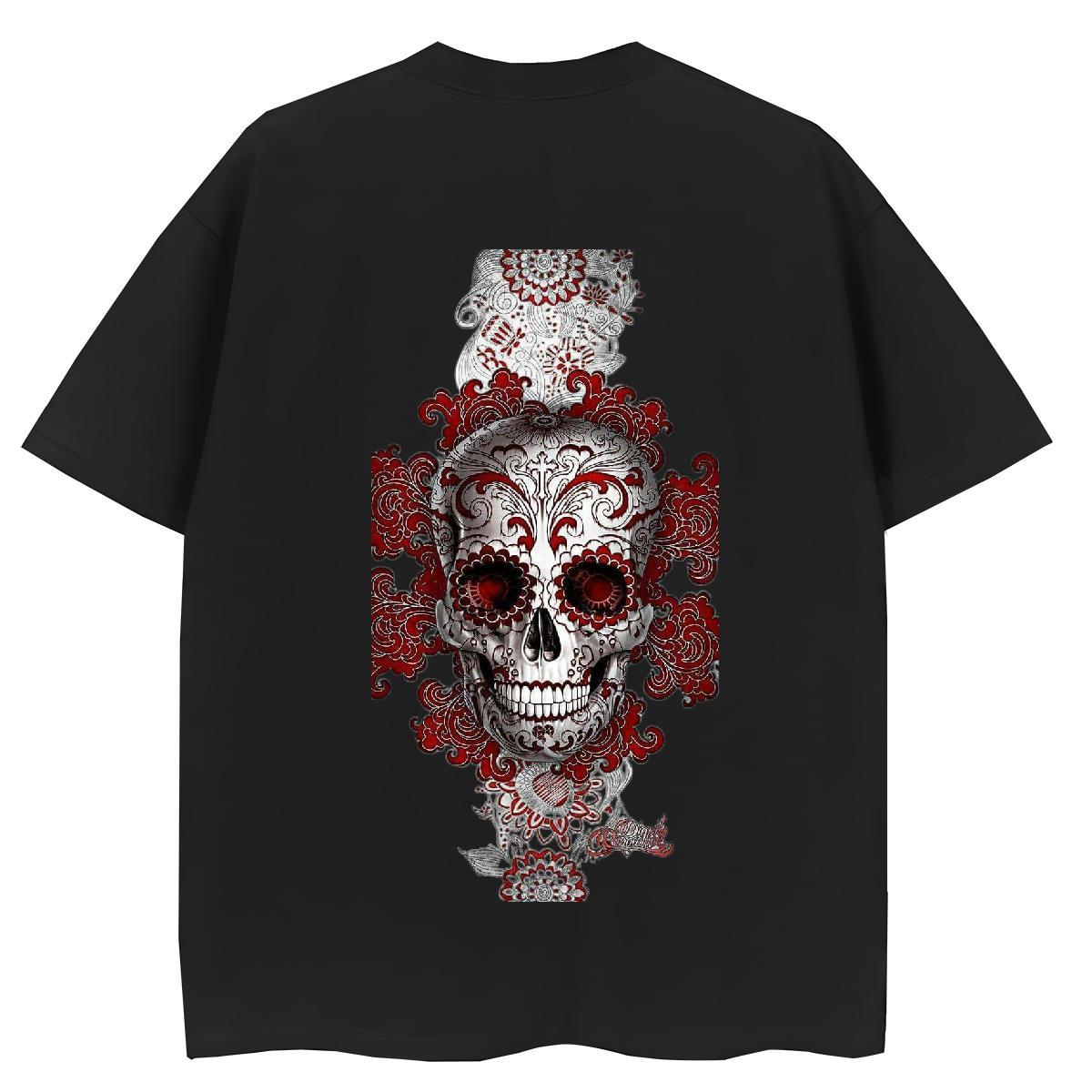 New T Shirt For Woman 230g 100% Cotton Breathable Short Sleeve Sport skull Women Tees Popular Customized Print Polos