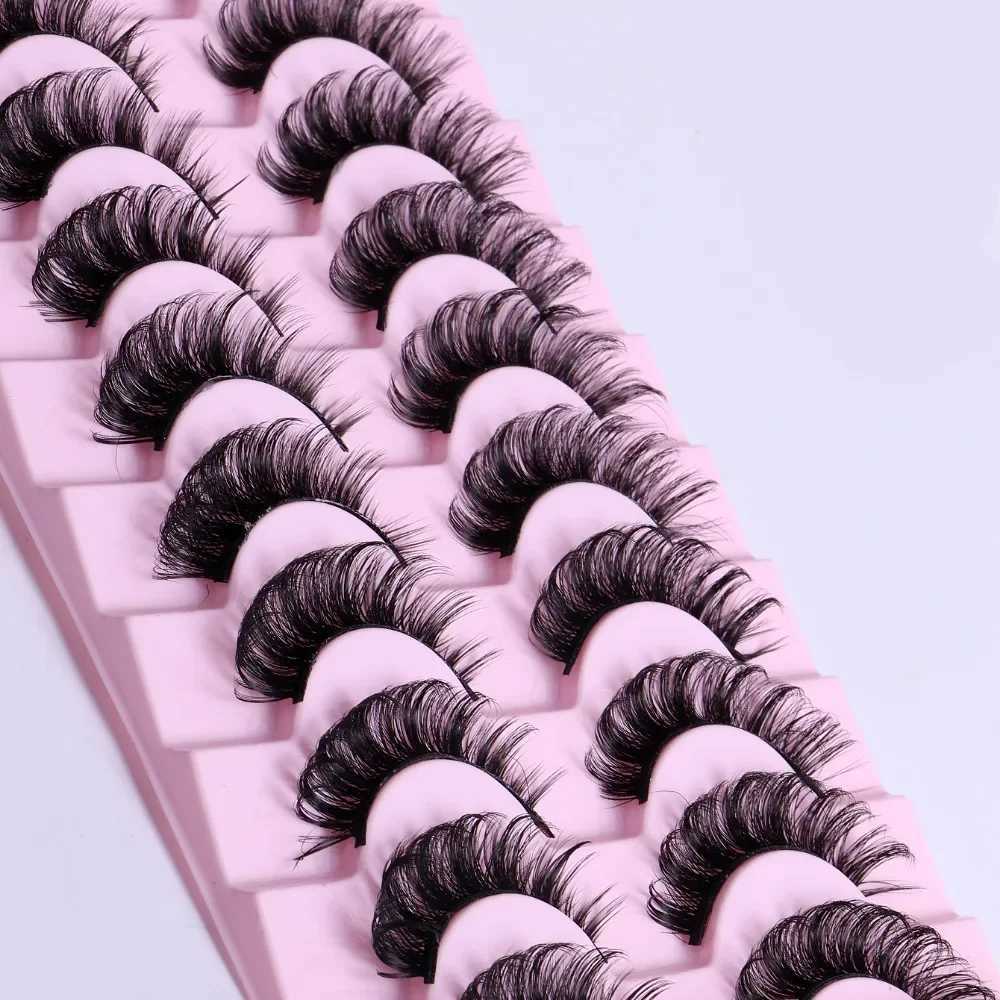 10 Pairs Russian Strip Lashes DD Curl False Eyelashes Fluffy Wispy Fake Lashes PackXJ241019