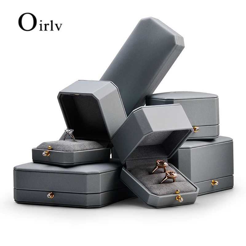Oirlv Premium leather double ring couple box used for wedding ceremony engagement pendant earrings necklace holder jewelry gift box W241019