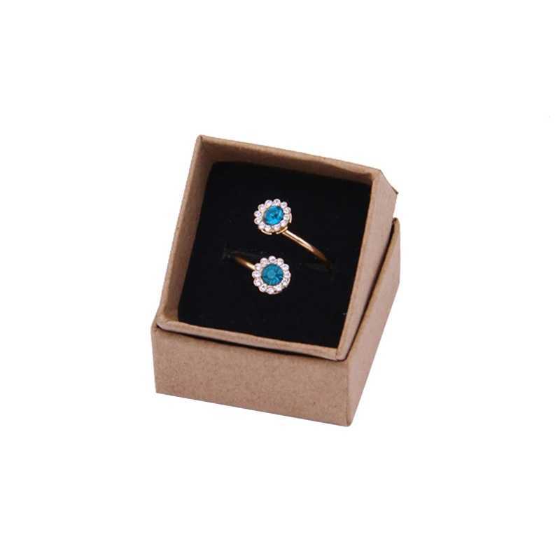 4x4x3cm ring box 24 pieces cowhide earrings/pendants gift box high-quality jewelry organizer display paper packaging black sponge W241019